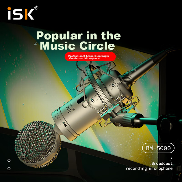 Микрофон ISK BM-5000 конденсаторный с большой диафрагмой 48В, для стримов - изображение 6