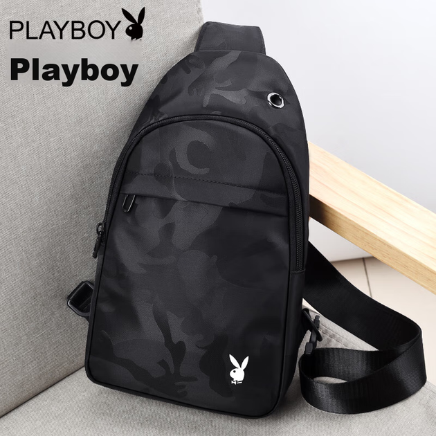 Сумка PLAYBOY через плече, чоловіча нагрудна сумка, сумка через плече, багатофункціональний рюкзак-слінг, повсякденна сумка для телефону на природі, з принтом - зображення 11
