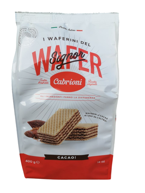Вафлі Cabrioni Signor Wafer Cacao 400 г з какао без пальмової олії - Фото 1 Вафлі Cabrioni Signor Wafer Cacao 400 г з какао без пальмової олії - изображение 1