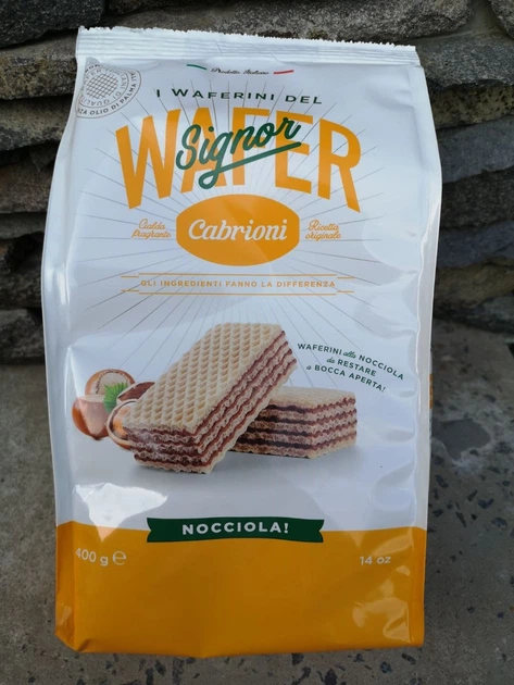 Вафлі Cabrioni Signor Wafer Nocciola 400 г з фундуком без пальмової олії - изображение 5