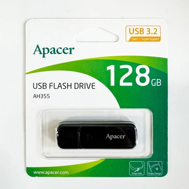 Флеш-накопичувач Apacer USB 3.2 Gen 1 AH355 128Gb Black - зображення 2