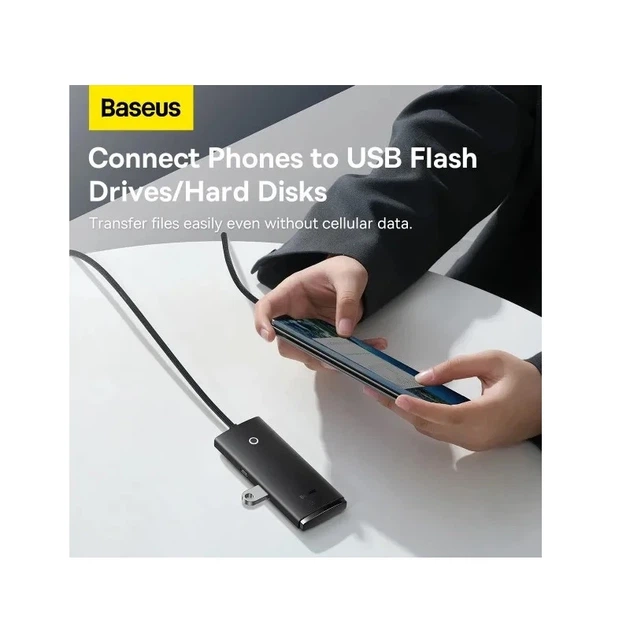 USB-хаб Baseus Lite Series 4-Port Type-C HUB Adapter (Type-C to USB 3.0*4 ) 1m Black - зображення 11