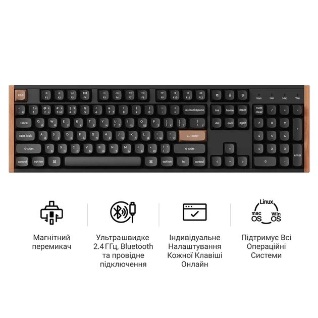 Клавіатура бездротова Keychron K10 HE Magnetic Switch Black RGB (K10H-F1-UA) - изображение 8