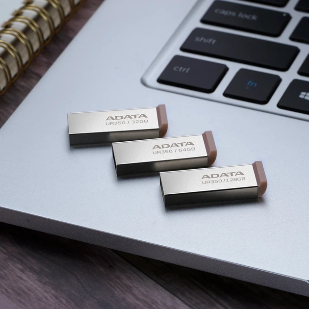 Флеш-накопичувач ADATA USB 3.2 UR 350 128Gb Silver/Beige - Фото 6 Флеш-накопичувач ADATA USB 3.2 UR 350 128Gb Silver/Beige - зображення 6