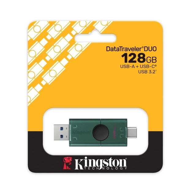 Флеш-накопичувач Kingston 128GB DataTraveler DuoG2 USB-A + USB-C 3.2 Gen1 Black/Green - зображення 2