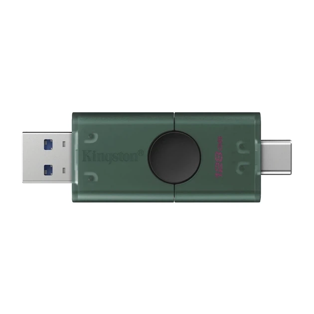 Флеш-накопичувач Kingston 128GB DataTraveler DuoG2 USB-A + USB-C 3.2 Gen1 Black/Green - зображення 3