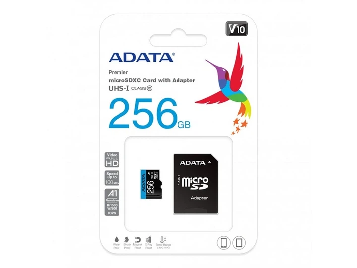 Карта пам'яті microSDXC (UHS-1) A-DATA Premier 256Gb Class 10 А1 (R-100Mb/s) (adapter SD) - изображение 2