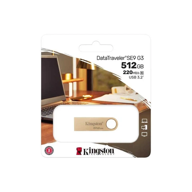 Флеш-накопичувач Kingston USB 3.2 SE9 G3 512GB 220MB/s Metal/Gold - зображення 2