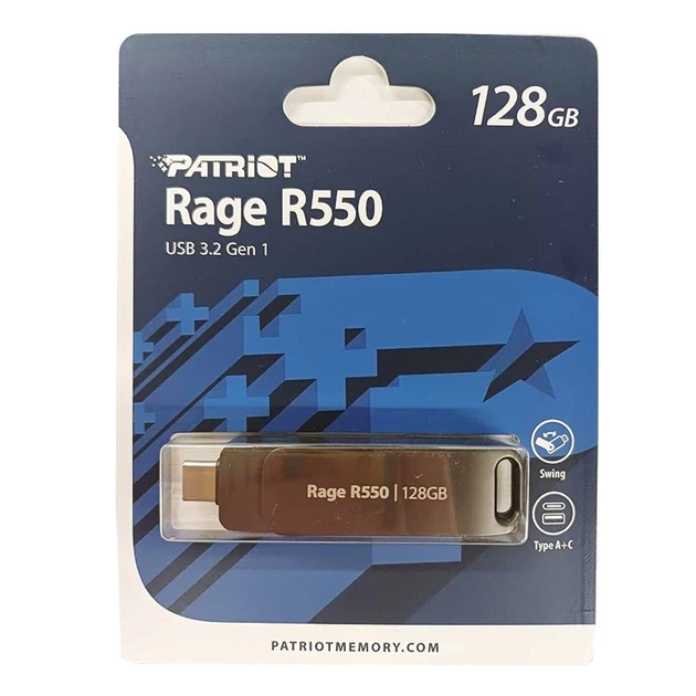 Флеш-накопичувач Patriot USB 3.2 Gen 1 Rage R550 128GB Type-A+C - Фото 2 Флеш-накопичувач Patriot USB 3.2 Gen 1 Rage R550 128GB Type-A+C - зображення 2
