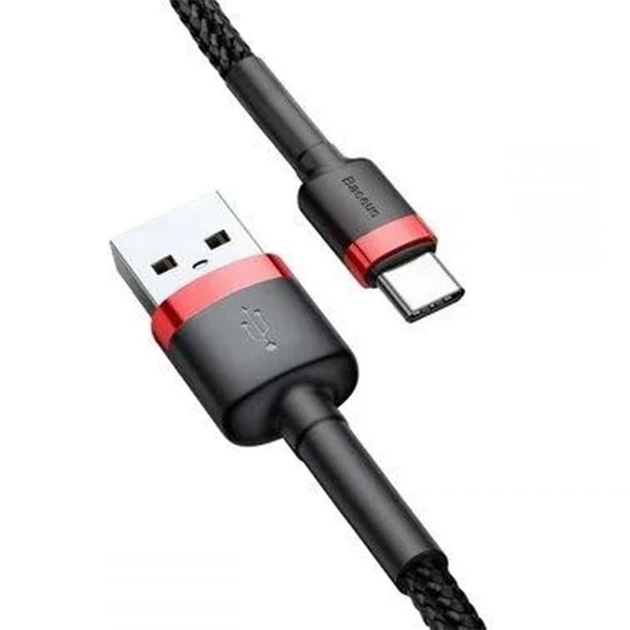 Кабель Baseus Cafule Cable USB For Type-C 3A 2m Red+Black - Фото 3 Кабель Baseus Cafule Cable USB For Type-C 3A 2m Red+Black - изображение 3