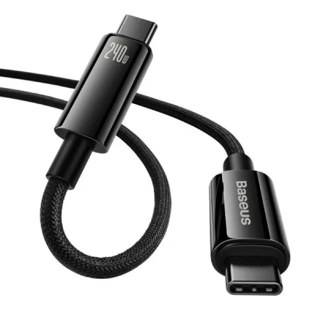 Кабель Baseus Tungsten Gold Fast Charging Data Cable Type-C to Type-C 240W 2m Black - Фото 3 Кабель Baseus Tungsten Gold Fast Charging Data Cable Type-C to Type-C 240W 2m Black - изображение 3