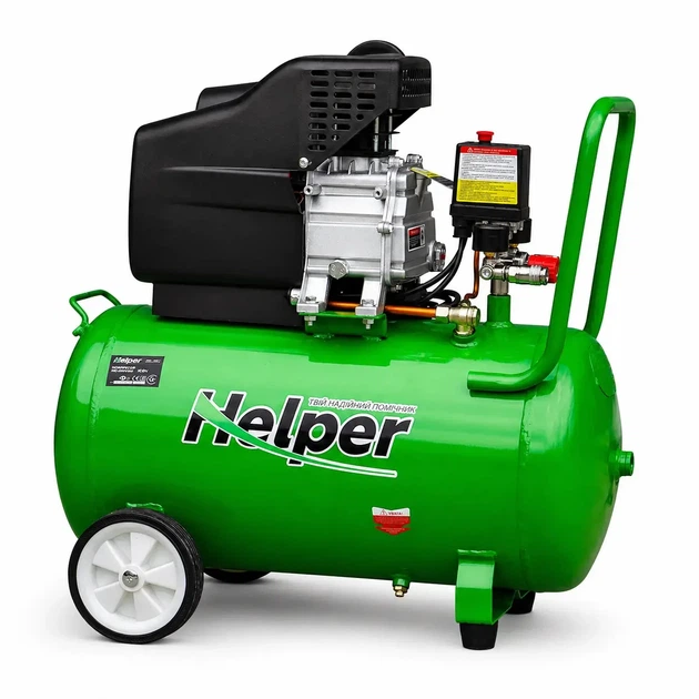 Поршневой масляный компрессор Helper HP - 1097 1800 Вт 8 бар 50 л для мастерской гаража СТО с увеличенной поршневой группой воздушный компрессор электрический для пневмоинструмента покраски подкачки шин компактный производительный - изображение 2