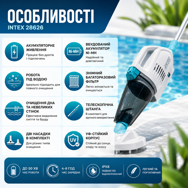 Акумуляторний пилосос для басейну Intex 28626 - зображення 5