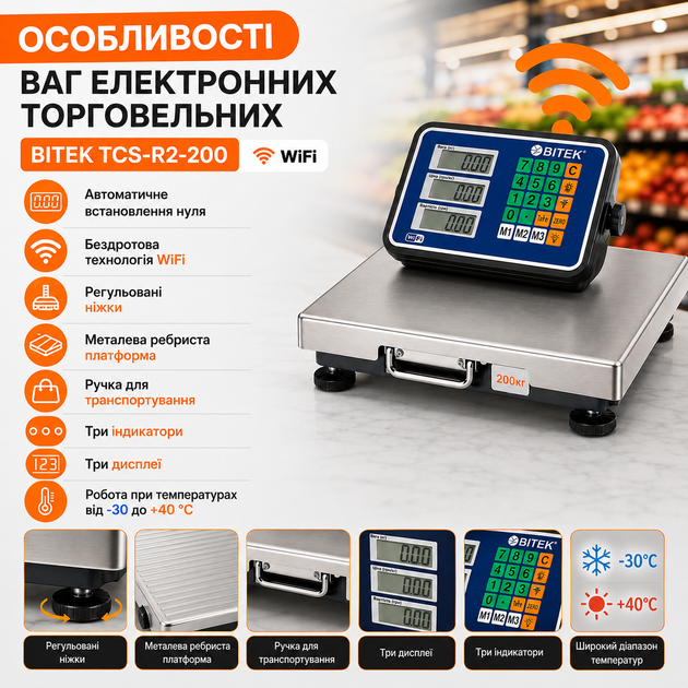 Электронные торговые весы BITEK TCS-R2-200 с WiFi на 200 кг - изображение 5
