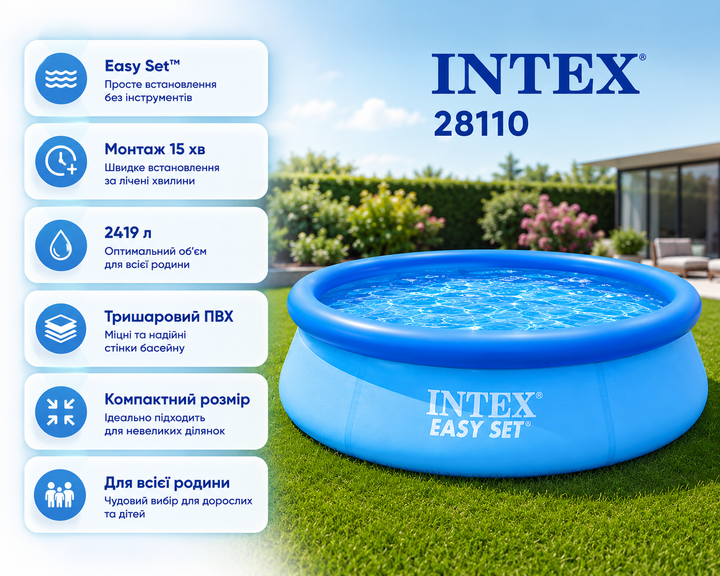 Надувной бассейн Intex Easy Set 28110 - изображение 3