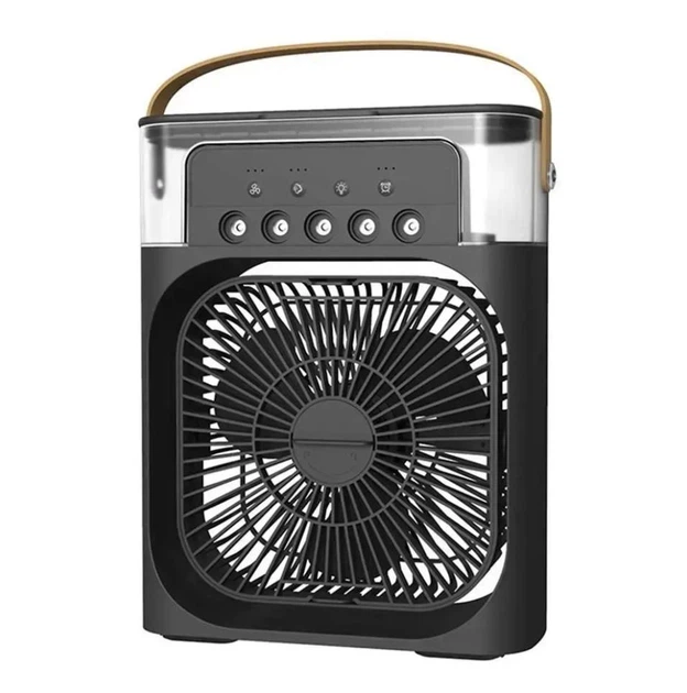 Портативний універсальний настільний міні-кондиціонер Mini Cooling Fan чорний з підсвічуванням USB-вентилятор зволожувач і таймер компактний вентилятор для офісу та дому міні-охолоджувач повітря portable cooling fan для спальні - Фото 1 Портативний універсальний настільний міні-кондиціонер Mini Cooling Fan чорний з підсвічуванням USB-вентилятор зволожувач і таймер компактний вентилятор для офісу та дому міні-охолоджувач повітря portable cooling fan для спальні - изображение 1