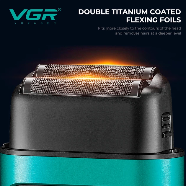 Електробритва VGR V-307 GREEN шейвер, подвійне лезо, 2000mAh, 9000 RPM - изображение 8