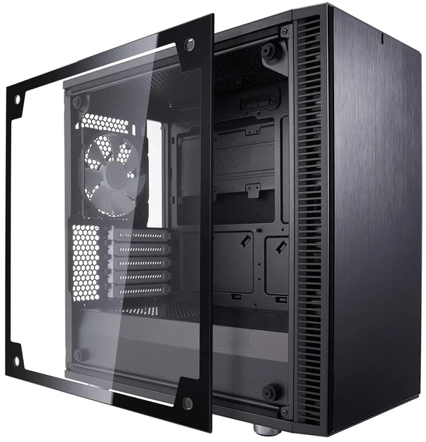Корпус Fractal Design Define Mini C TG / без БП / Mini-Tower / mATX / Tempered Glass / 2x120mm Fans / USB 3.0 / Черный (101642365) - Уценка - Фото 3 Корпус Fractal Design Define Mini C TG / без БП / Mini-Tower / mATX / Tempered Glass / 2x120mm Fans / USB 3.0 / Черный (101642365) - Уценка - изображение 3
