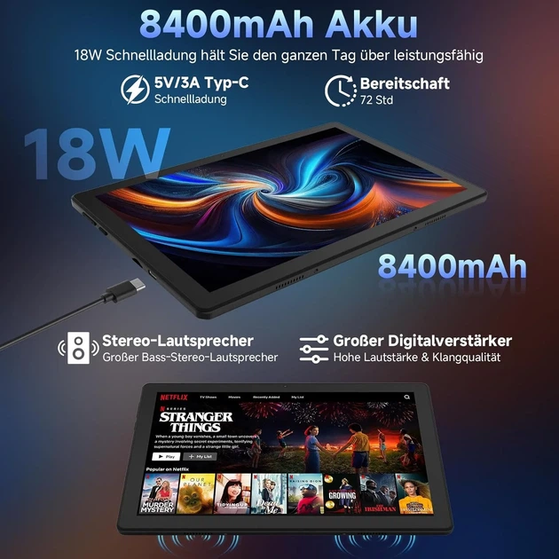 Планшет 11.5" Full HD Ainmel G9A 6+24/128Gb 5G 8 ядер Android 15 8400 mAh Чорний (102027035) - Уцінка - зображення 6