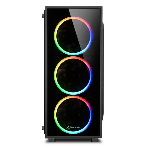 Корпус Sharkoon TG4 RGB / без БП / Midi-Tower / 4x120mm RGB / ATX / USB 3.0 / Черный (101920037) - Уценка - изображение 3