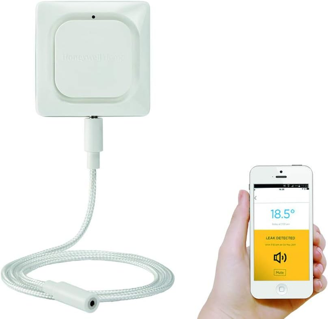 Умный Wi-Fi датчик утечки воды и замерзания Resideo (Honeywell) W1 White с сенсорным кабелем 1.2м и сиреной 100 дБ - изображение 2