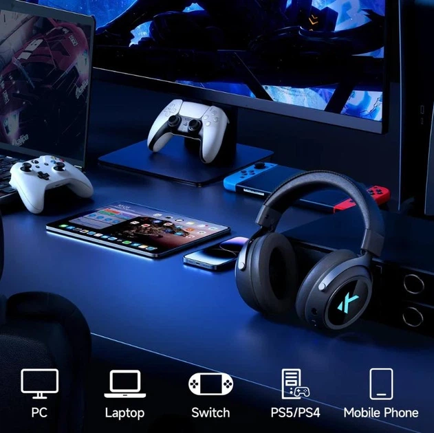 Наушники MCHOSE X9 Black Беспроводная Игровая Гарнитура, Радиоканал/Bluetooth Съемный Микрофон, RGB Подсветка, Объемный звук 7.1, Автономная работа 250 Часов - изображение 2