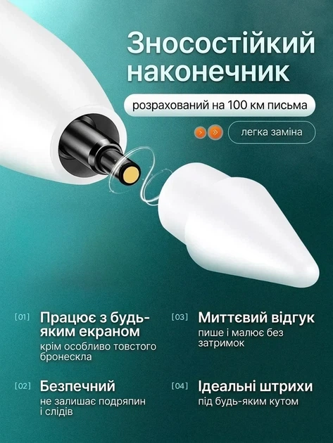 Стилус активный универсальный для планшета и смартфона Deyric K-2260 для iPad iPhone Android Windows White - Фото 5 Стилус активный универсальный для планшета и смартфона Deyric K-2260 для iPad iPhone Android Windows White - изображение 5