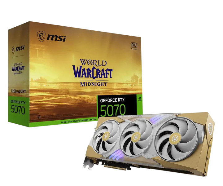 Видеокарта GeForce RTX 5070 12GB MSI World of Warcraft Midnight Light Edition OC - Фото 1 Видеокарта GeForce RTX 5070 12GB MSI World of Warcraft Midnight Light Edition OC - изображение 1