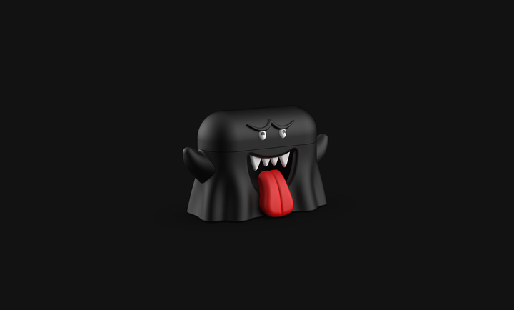 Захисний чохол для AirPods Pro в стилі «Super Mario Boo Ghost» (чорний) - Фото 2 Захисний чохол для AirPods Pro в стилі «Super Mario Boo Ghost» (чорний) - изображение 2