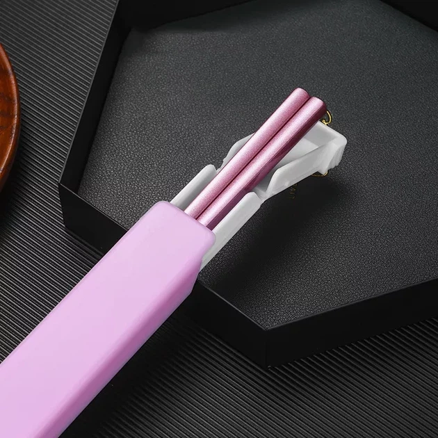 Китайские прямоугольные Палочки для еды "Pink" в комплекте с Кейсом многоразовые нержавейка - Фото 2 Китайские прямоугольные Палочки для еды "Pink" в комплекте с Кейсом многоразовые нержавейка - изображение 2
