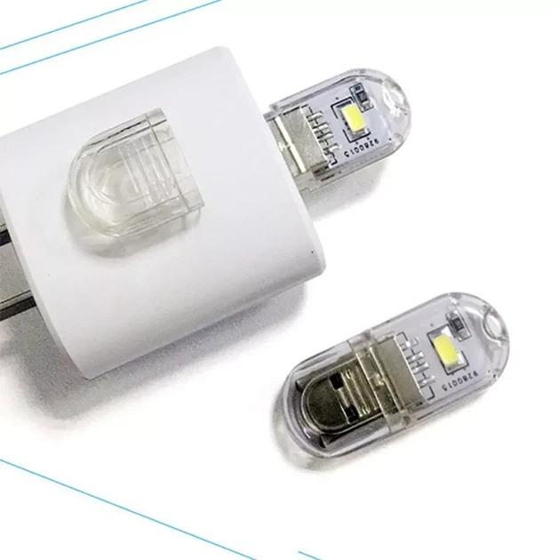 Универсальный Двусторонний светодиодный Мини фонарик Тёплый на 2 диода USB лампа брелок LED светильник ночник - изображение 8
