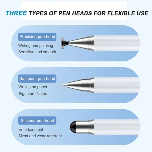 Универсальный Емкостный Стилус - Ручка 3 в 1 Белый Touch Pen для телефона планшета сенсорного экрана - изображение 8