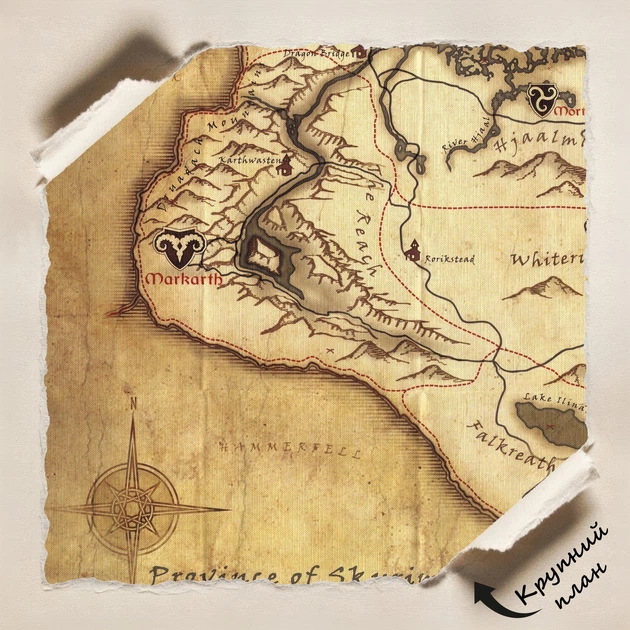 Постер Скайрим, карта, Skyrim, The Elder Scrolls V, TES, декор комнаты геймера, A2 34×60 см (id4667) - изображение 4