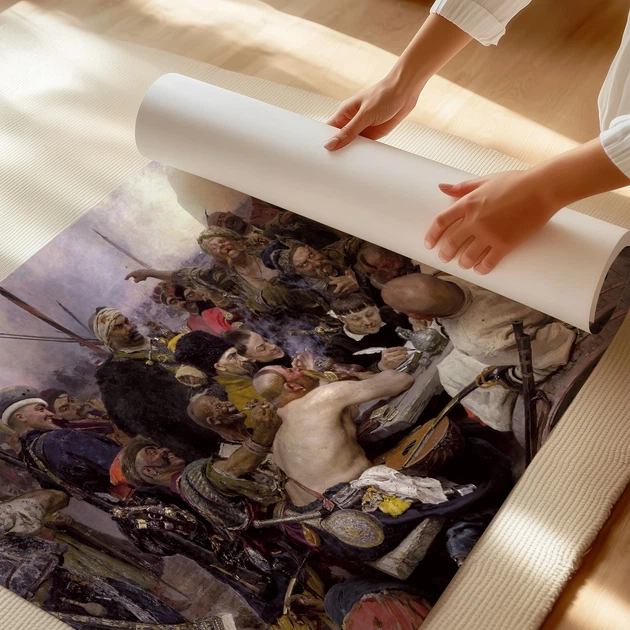 Постер Запорожцы пишут письмо турецкому султану, Илья Репин, Ilya Repin, Zaporozhian Cossacks, A1 60×101 см (id3423) - изображение 3