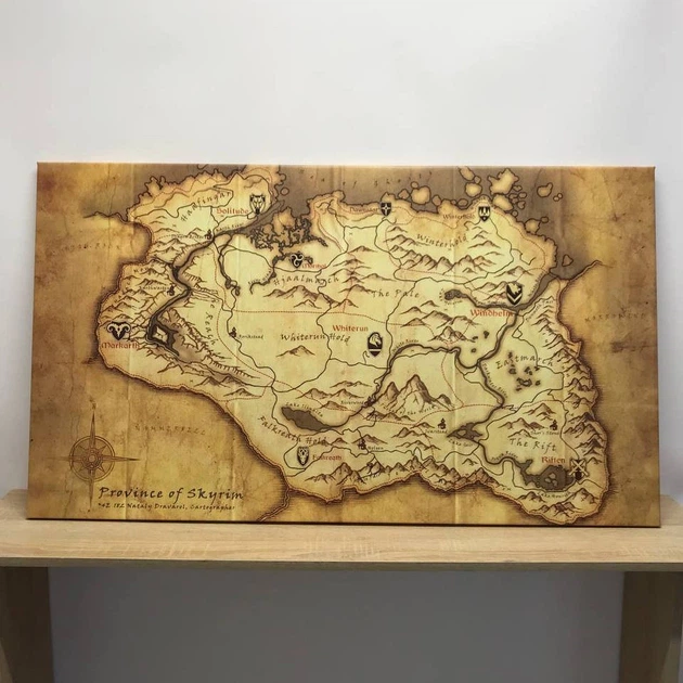Интерьерная картина Скайрим, карта, Skyrim, The Elder Scrolls V, TES, декор комнаты геймера, 34×60 см (id4667) - изображение 3