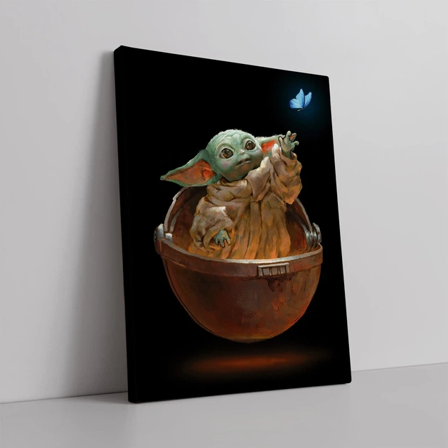 Интерьерная картина Малыш Йода и и бабочка, Грогу, Мандалорец, Baby Yoda, Mandalorian, Star Wars, 60×43 см (id3963) - изображение 2