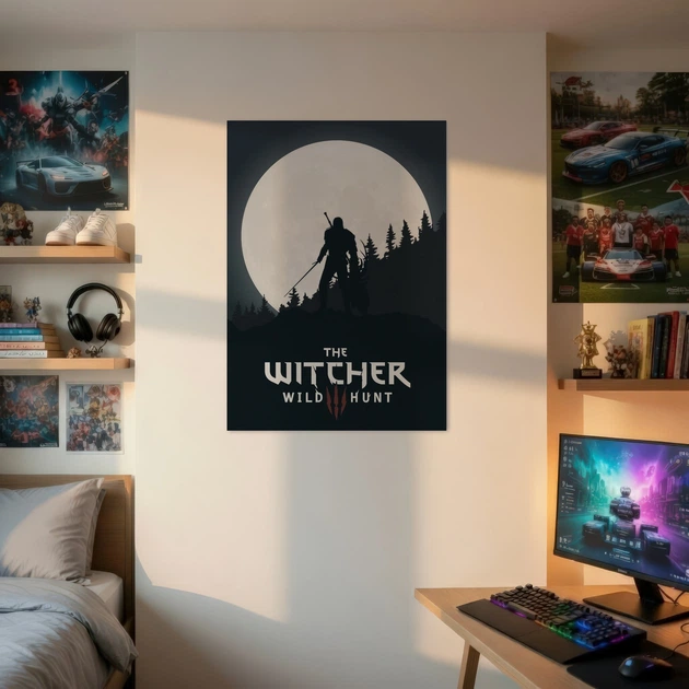Постер Відьмак на тлі місяця, Witcher, плакат для геймера, A3 42×30 см (id4015) - зображення 2