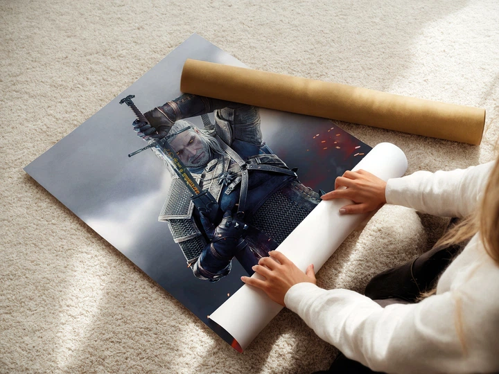 Постер Відьмак Геральт витягує меч, Witcher, плакат для геймера, A0 106×75 см (id1294) - зображення 3