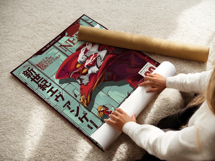 Постер Евангелион, Аска Лэнгли, Neon Genesis Evangelion, EVA Unit 02, аниме декор, A2 60×43 см (id5034) - изображение 3