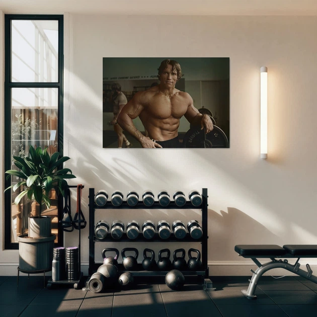Інтер'єрна картина Молодий Арнольд Шварценеггер, Містер Олімпія, Arnold Schwarzenegger, бодибілдер, 60×85 см (id5422) - зображення 3