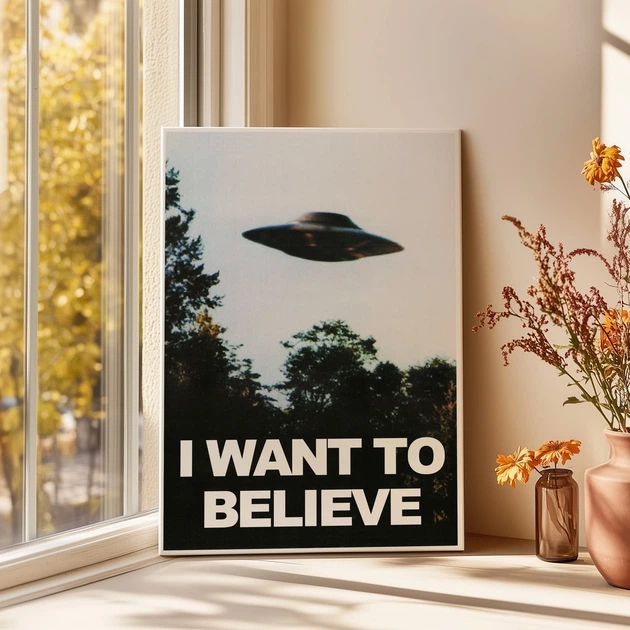 Інтер'єрна картина Цілком таємно, X-Files, I want to believe, НЛО, UFO, серіал, інтер'єрний постер, 42×30 см (id1578) - зображення 3