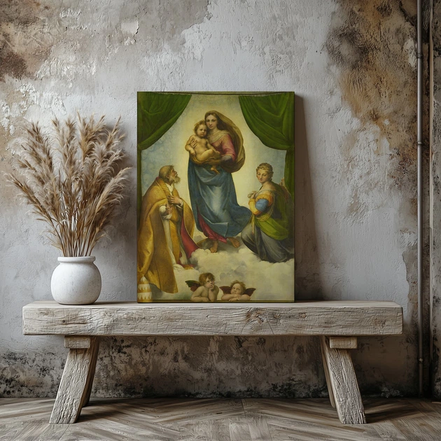 Інтер'єрна картина Сікстинська Мадонна, Рафаель, Raphael, Sistine Madonna, 60×45 см (id6652) - Фото 2 Інтер'єрна картина Сікстинська Мадонна, Рафаель, Raphael, Sistine Madonna, 60×45 см (id6652) - зображення 2