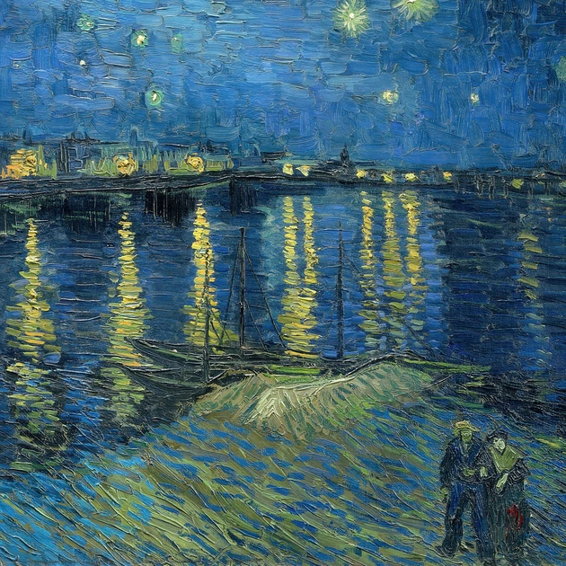 Інтер'єрна картина Зоряна ніч над Роною, Вінсент ван Гог, Vincent van Gogh, Starry Night, 45×60 см (id6660) - зображення 6