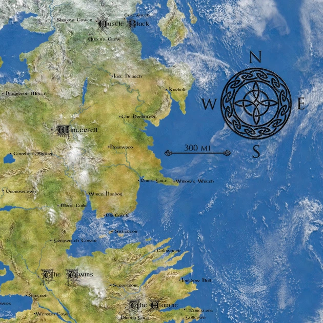 Интерьерная картина Игра Престолов, Game of Thrones, GoT, Westeros, Вестерос, средневековая декоративная карта, 42×30 см (id0117) - изображение 4