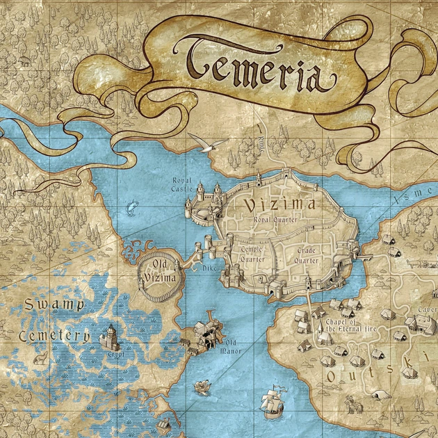 Интерьерная картина Ведьмак, карта королевства Темерия, Witcher, Temeria, RPG, 42×30 см (id7238) - изображение 4