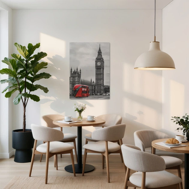 Постер Англия, Лондон, Биг Бэн и красный автобус, London, England, интерьерный декор, A3 42×30 см (id2428) - изображение 2