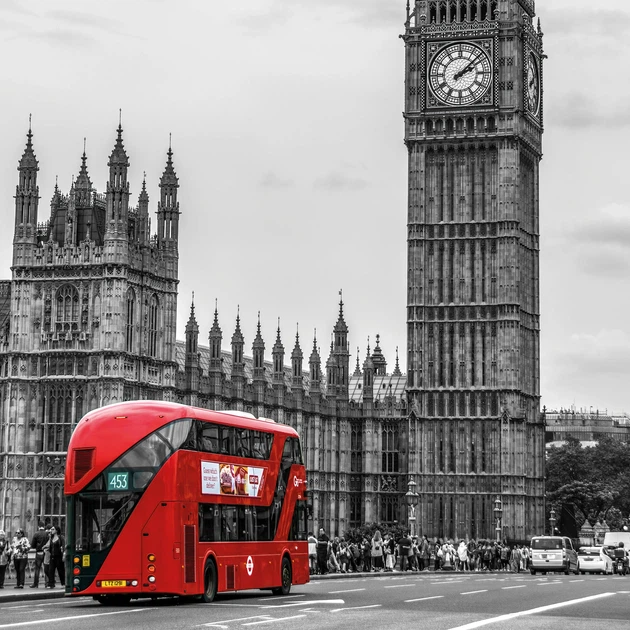 Интерьерная картина Англия, Лондон, Биг Бэн и красный автобус, London, England, интерьерный декор, 85×60 см (id2428) - изображение 4