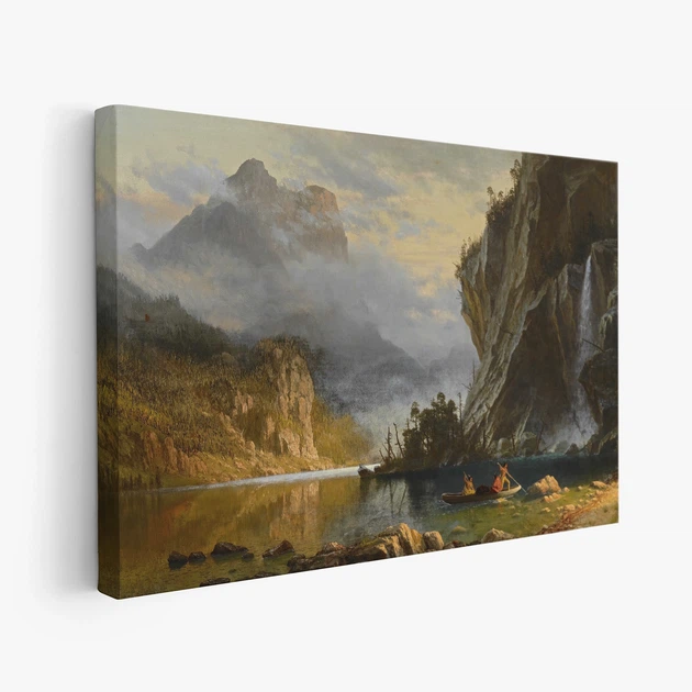 Інтер'єрна картина Альберт Бірштадт, Індіанська риболовля, Albert Bierstadt, репродукція картини, 28×42 см (id7004) - зображення 2