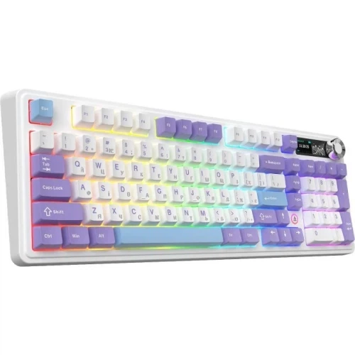 Клавіатура бездротова Ajazz AK980 V2, Purple/White/Blue - зображення 5
