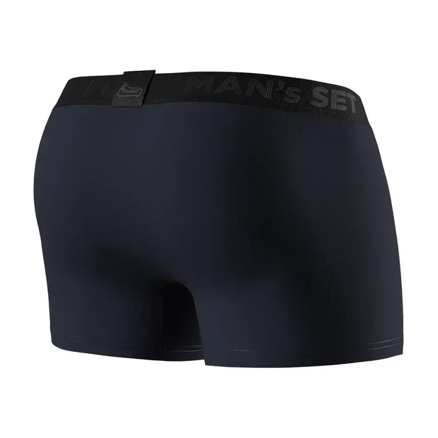 Чоловічі анатомічні труси - боксери MAN's SET Intimate 2.1 Black Series темно-сині чоловічі з анатомічною кишенею бавовняна білизна преміум-класу комфортні боксери для щоденного носіння середня посадка бавовняні зменшує тертя L - зображення 4